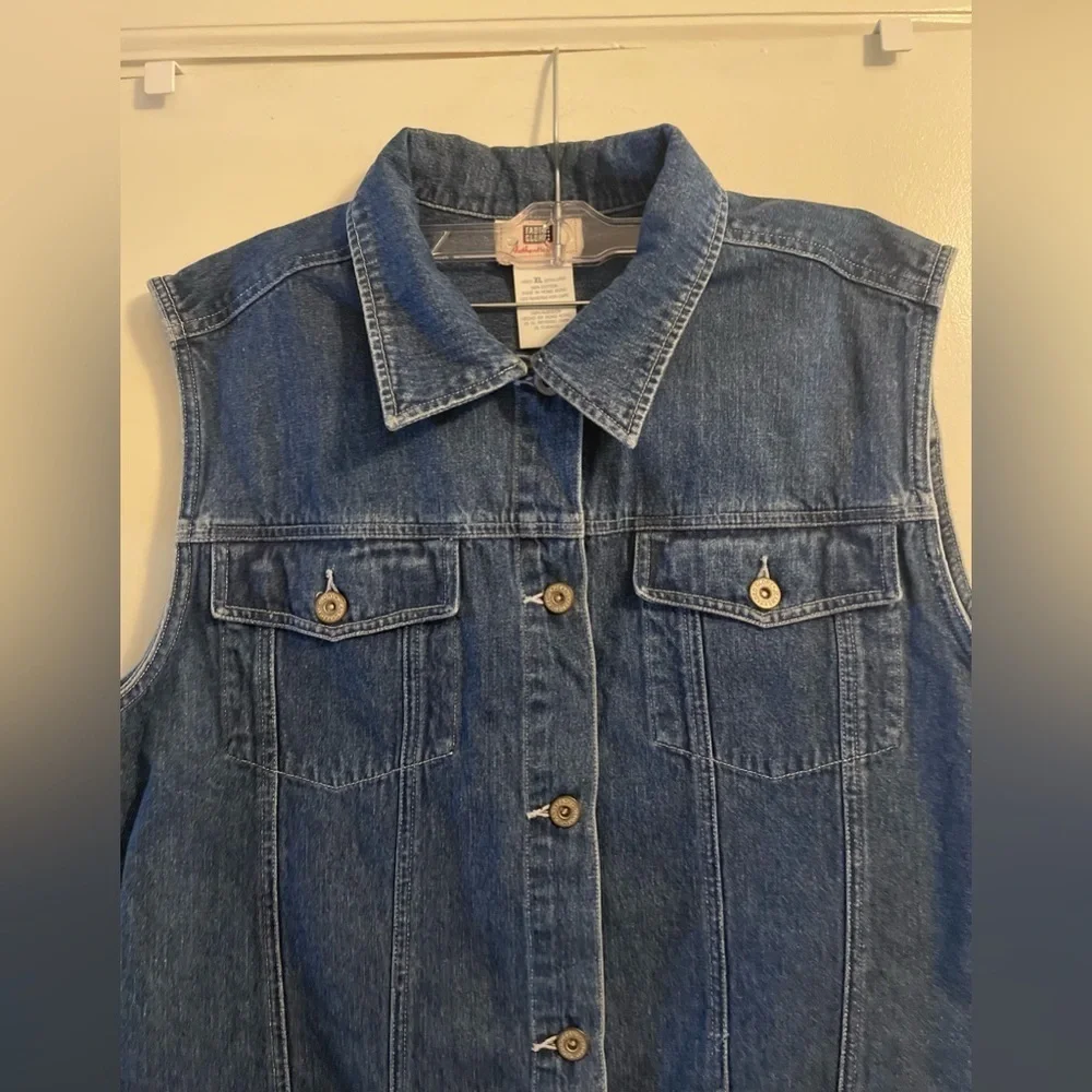 Vintage Denim Vest Button Front Collar Size Extra Large